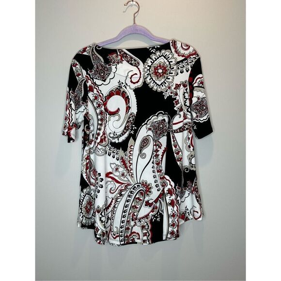 Chico’s Paisley Charm Peek-a-boo Top Size 0 Small - Picture 4 of 6